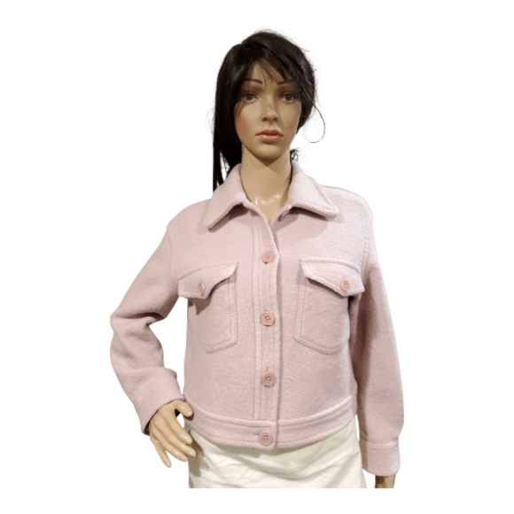 Wilfred Aritzia, Crop Shirt Jacket, 100% Merino Wool, Size S. Baby Pink. - Picture 8 of 15